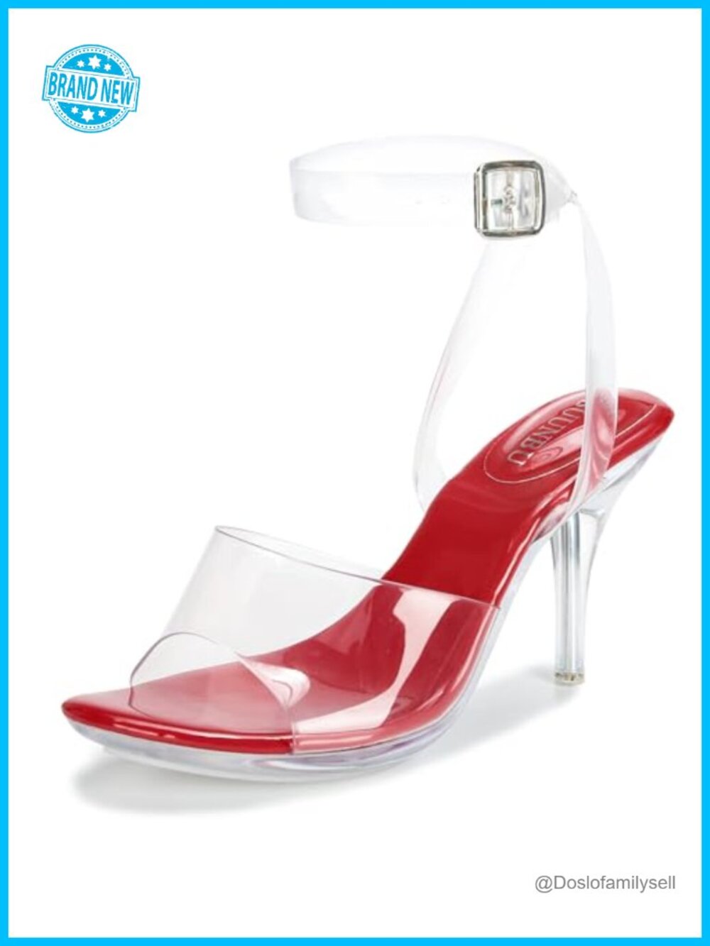 Clear Strappy Platform Sandals Ankle Strap Kitten Heel Slingback Dress Shoes
